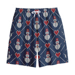 Cute Snowman Knitted Pattern Print Cotton Shorts