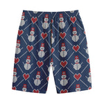 Cute Snowman Knitted Pattern Print Cotton Shorts