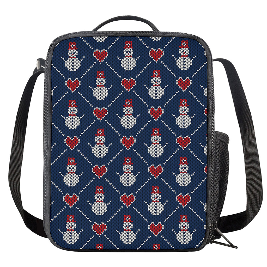 Cute Snowman Knitted Pattern Print Crossbody Lunch Bag