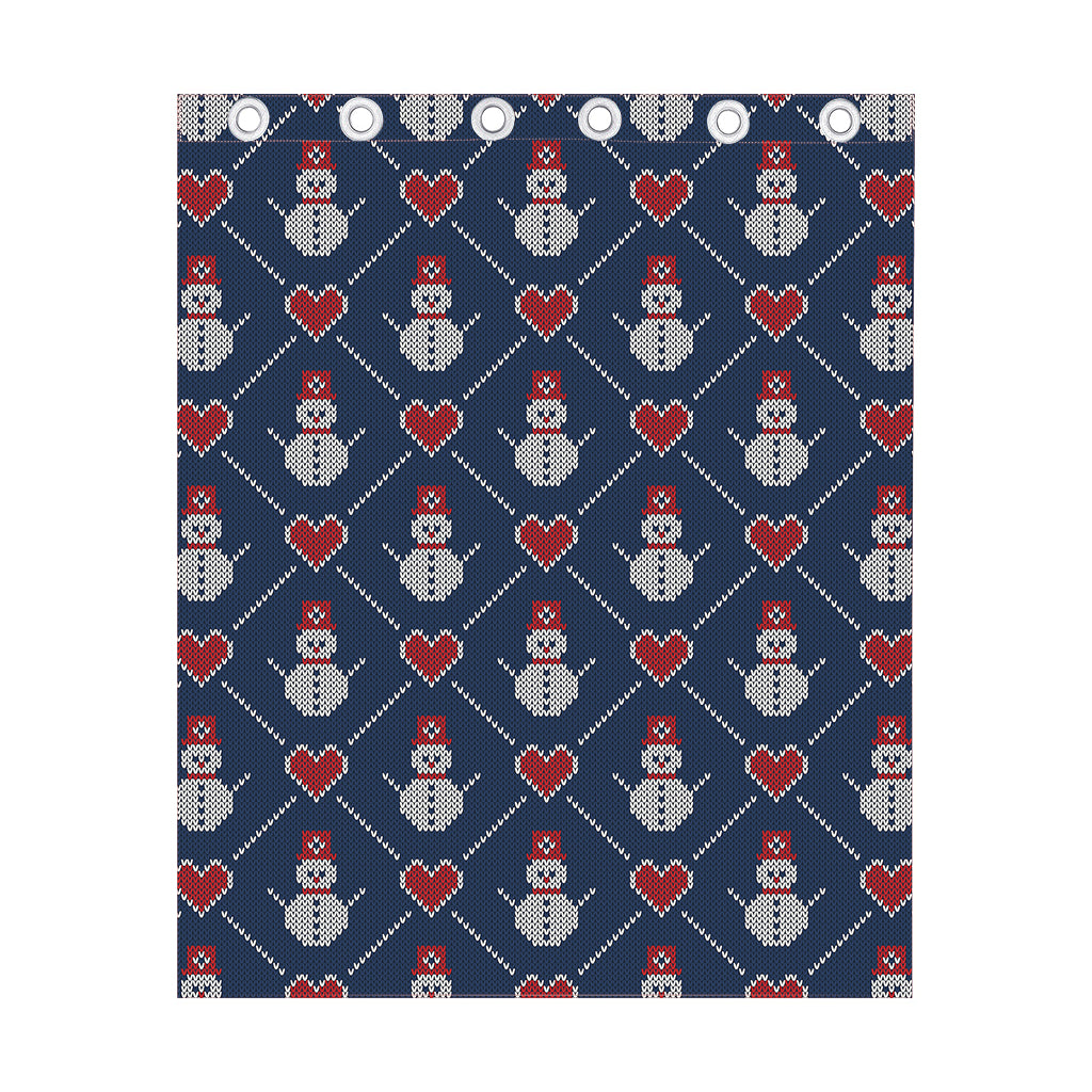 Cute Snowman Knitted Pattern Print Curtain