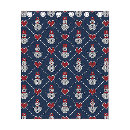 Cute Snowman Knitted Pattern Print Curtain