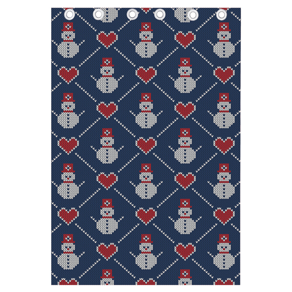 Cute Snowman Knitted Pattern Print Curtain