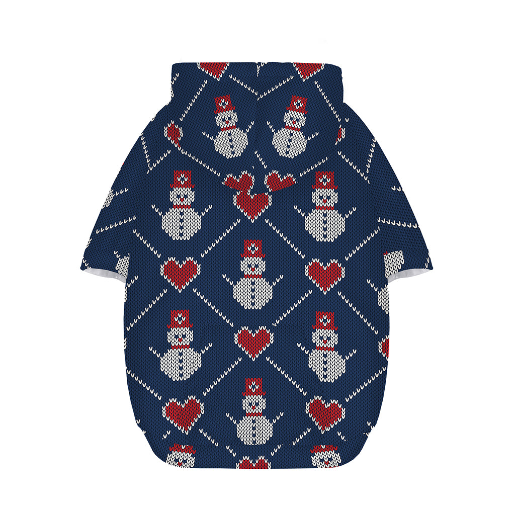 Cute Snowman Knitted Pattern Print Dog Zip Up Hoodie