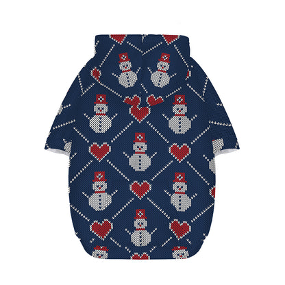 Cute Snowman Knitted Pattern Print Dog Zip Up Hoodie