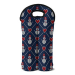 Cute Snowman Knitted Pattern Print Double Neoprene Wine Tote