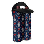 Cute Snowman Knitted Pattern Print Double Neoprene Wine Tote