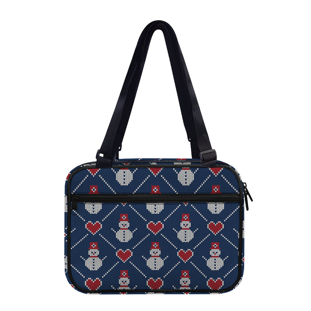Cute Snowman Knitted Pattern Print Double Strap Bible Bag