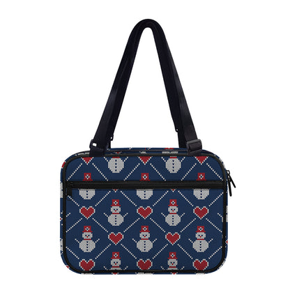 Cute Snowman Knitted Pattern Print Double Strap Bible Bag