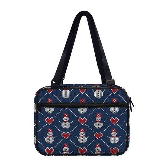 Cute Snowman Knitted Pattern Print Double Strap Bible Bag