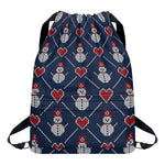 Cute Snowman Knitted Pattern Print Drawstring Backpack