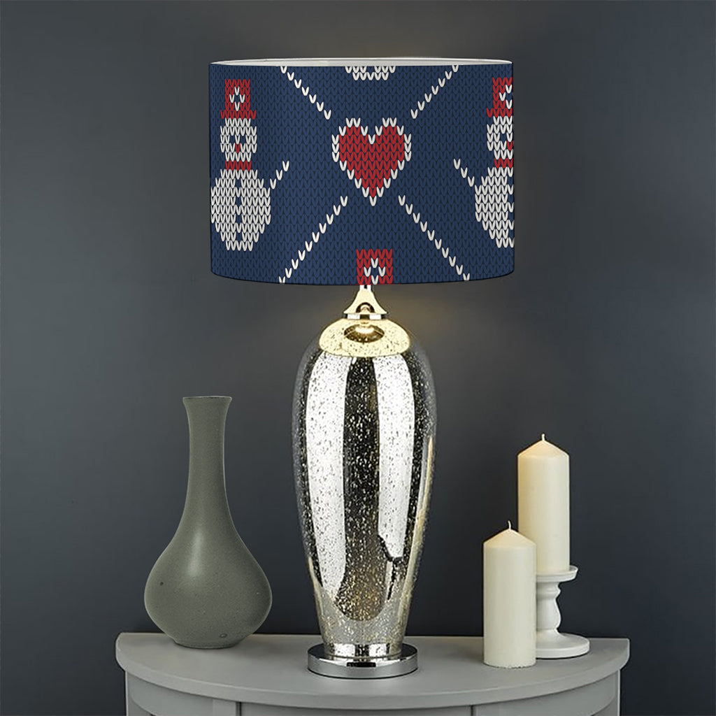 Cute Snowman Knitted Pattern Print Drum Lamp Shade