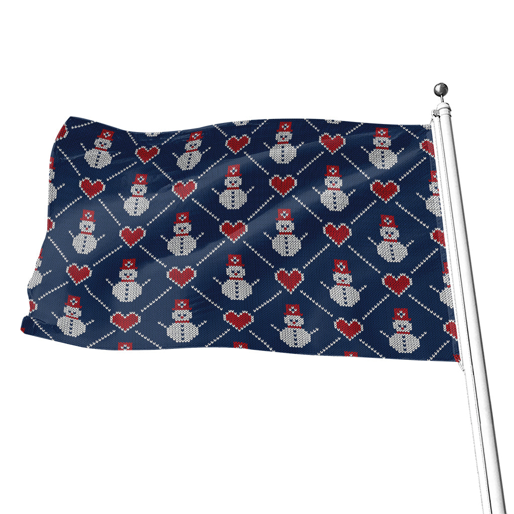 Cute Snowman Knitted Pattern Print Flag