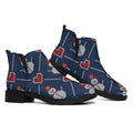 Cute Snowman Knitted Pattern Print Flat Ankle Boots