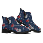 Cute Snowman Knitted Pattern Print Flat Ankle Boots