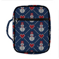 Cute Snowman Knitted Pattern Print Front Pocket Bible Bag