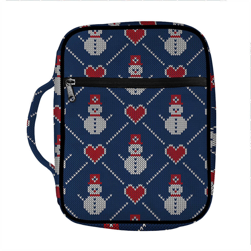Cute Snowman Knitted Pattern Print Front Pocket Bible Bag