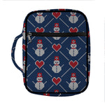 Cute Snowman Knitted Pattern Print Front Pocket Bible Bag
