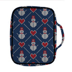 Cute Snowman Knitted Pattern Print Front Pocket Bible Bag