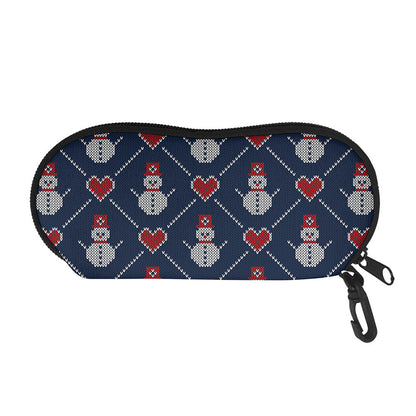 Cute Snowman Knitted Pattern Print Glasses Case