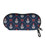 Cute Snowman Knitted Pattern Print Glasses Case