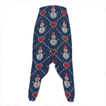 Cute Snowman Knitted Pattern Print Hammer Pants