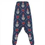 Cute Snowman Knitted Pattern Print Hammer Pants