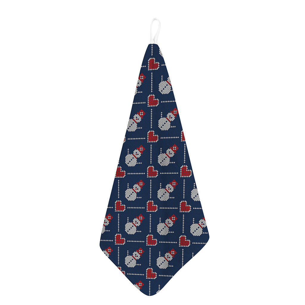 Cute Snowman Knitted Pattern Print Hand Towel