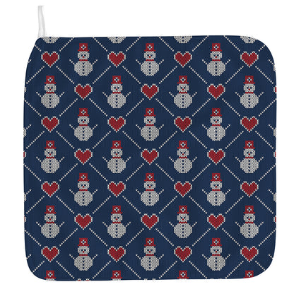 Cute Snowman Knitted Pattern Print Hand Towel