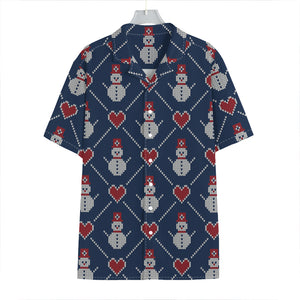 Cute Snowman Knitted Pattern Print Hawaiian Shirt