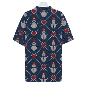 Cute Snowman Knitted Pattern Print Hawaiian Shirt