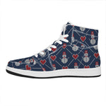 Cute Snowman Knitted Pattern Print High Top Leather Sneakers
