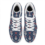 Cute Snowman Knitted Pattern Print High Top Leather Sneakers