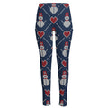 Cute Snowman Knitted Pattern Print High-Waisted Pocket Leggings