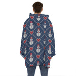Cute Snowman Knitted Pattern Print Hoodie Blanket