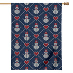 Cute Snowman Knitted Pattern Print House Flag