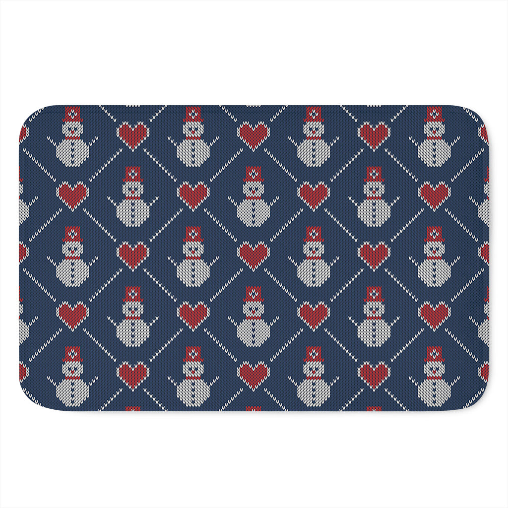 Cute Snowman Knitted Pattern Print Indoor Door Mat
