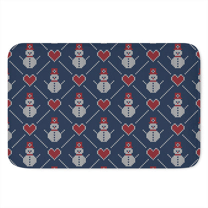 Cute Snowman Knitted Pattern Print Indoor Door Mat