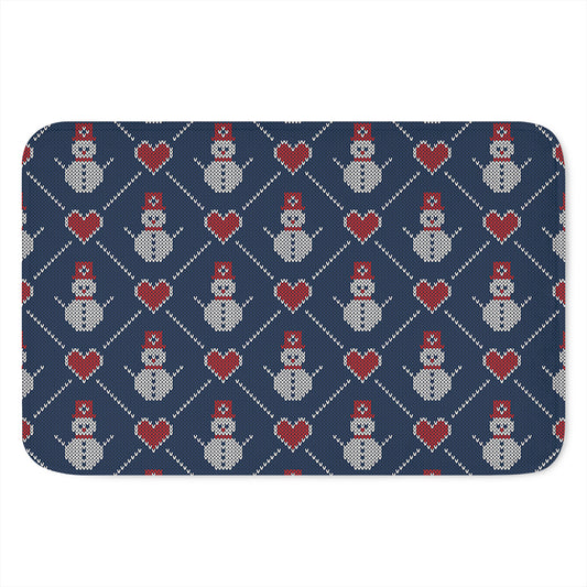 Cute Snowman Knitted Pattern Print Indoor Door Mat
