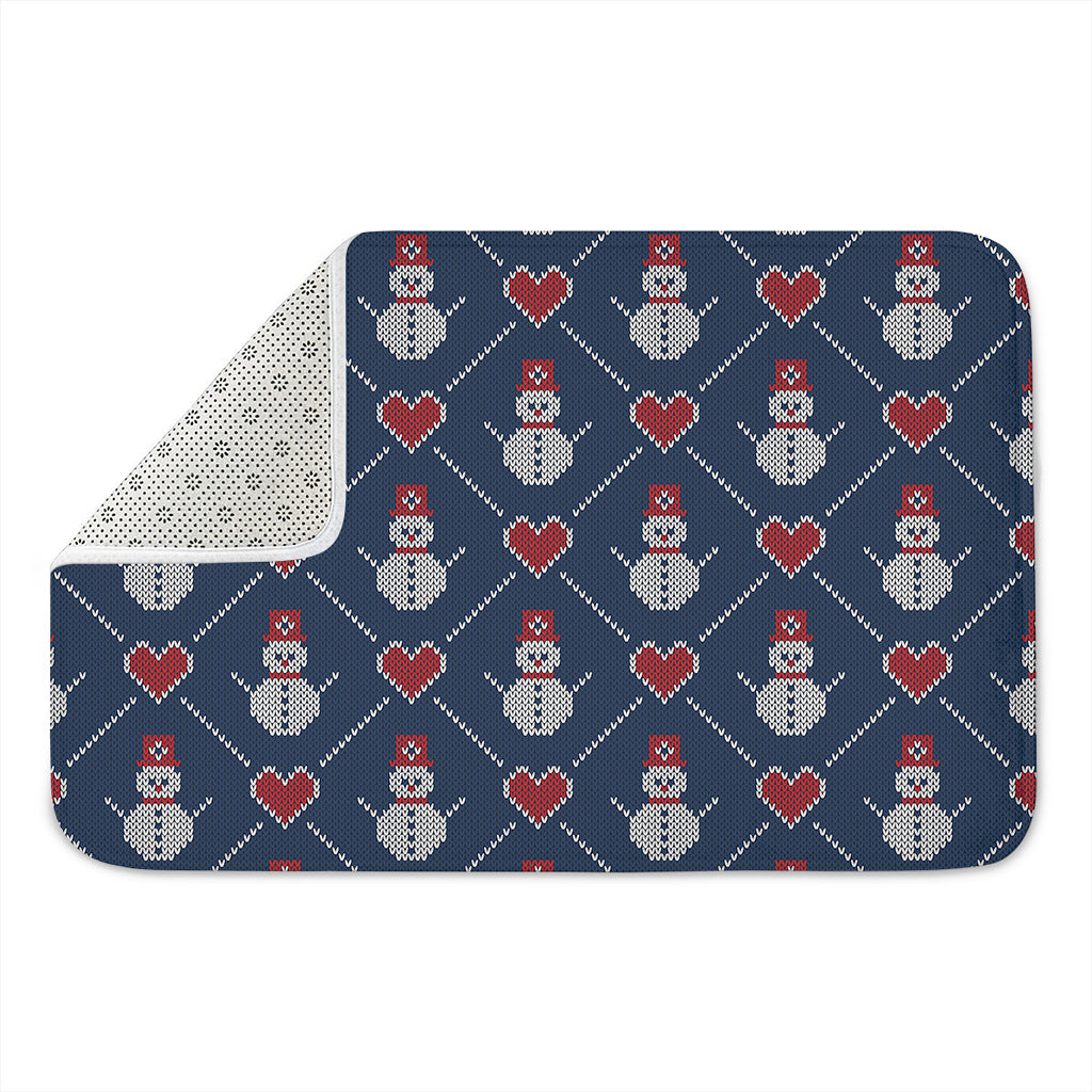 Cute Snowman Knitted Pattern Print Indoor Door Mat