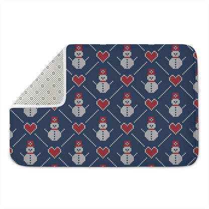 Cute Snowman Knitted Pattern Print Indoor Door Mat
