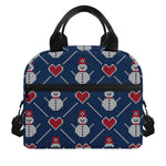 Cute Snowman Knitted Pattern Print Insulated Lunch Bag