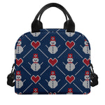 Cute Snowman Knitted Pattern Print Insulated Lunch Bag