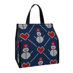Cute Snowman Knitted Pattern Print Insulated Lunch Tote