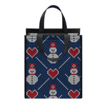 Cute Snowman Knitted Pattern Print Insulated Lunch Tote