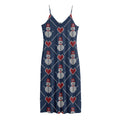 Cute Snowman Knitted Pattern Print Jersey Midi Cami Dress