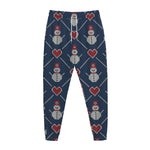 Cute Snowman Knitted Pattern Print Jogger Pants