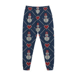 Cute Snowman Knitted Pattern Print Jogger Pants