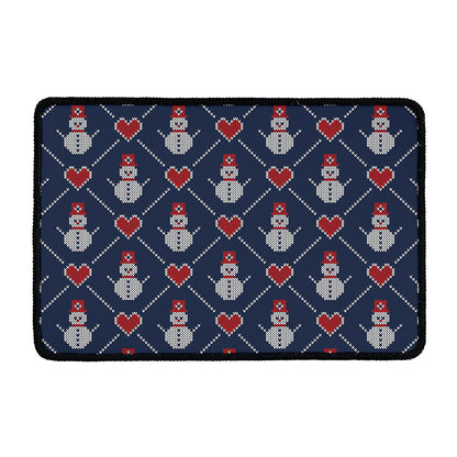 Cute Snowman Knitted Pattern Print Kitchen Mat