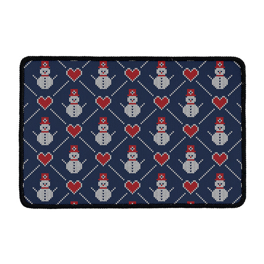 Cute Snowman Knitted Pattern Print Kitchen Mat