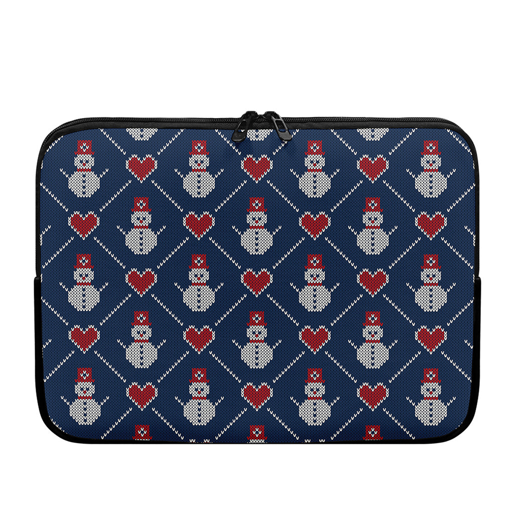 Cute Snowman Knitted Pattern Print Laptop Sleeve